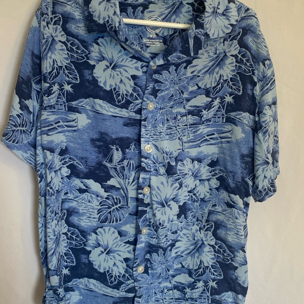 Wonder Nation Blue Floral boys Button-Down Shirt size 8